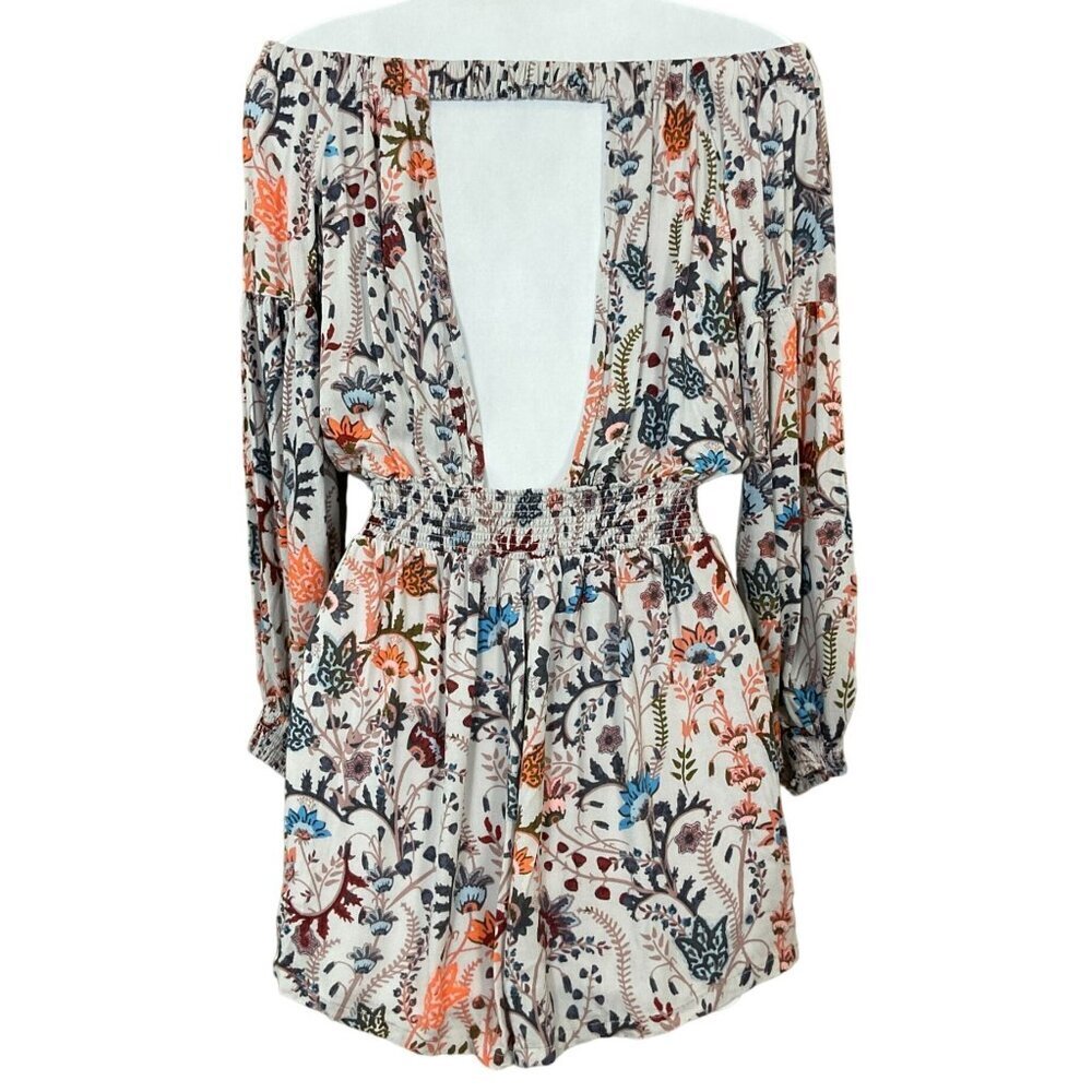 Free People Pretty & Free Off-The-Shoulder Boho Long Sleeve Romper Small - Picture 3 of 8